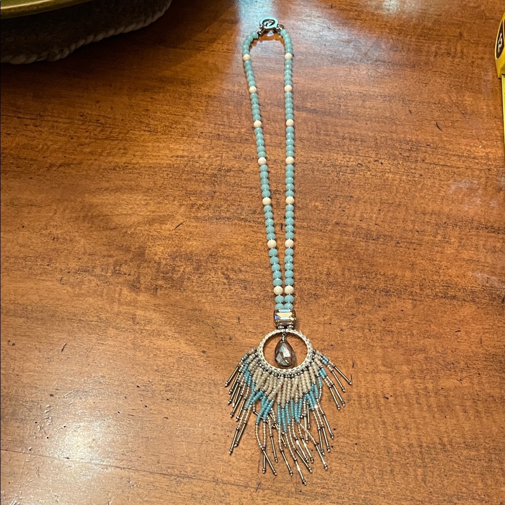 Rush by Denis & Charles Elegant Silver and Blue Beaded Necklace